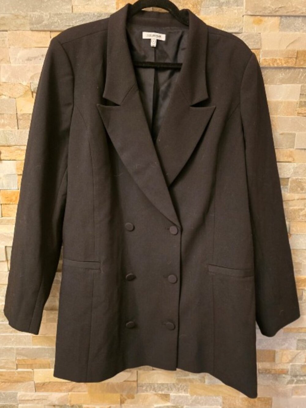 NWT Good American Black Longline Double-Breasted Blazer - 3X - 22/24 $259 - Picture 6 of 8